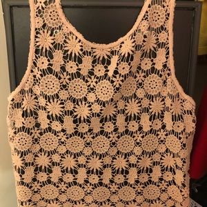 see through pink flower crop top